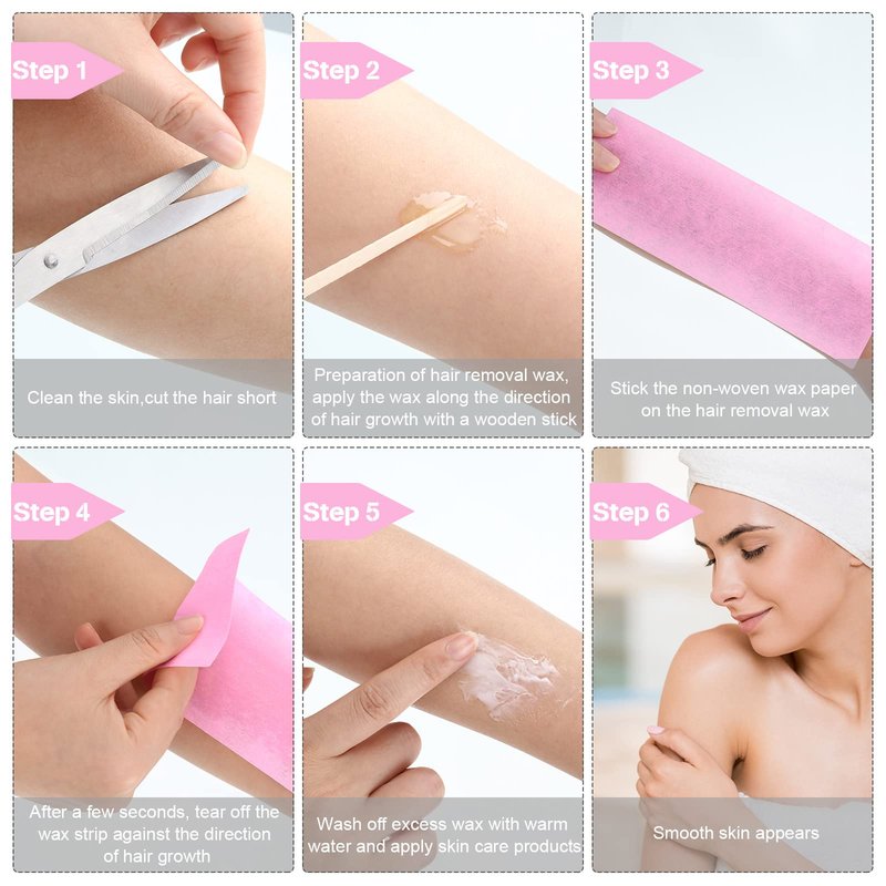 Maitys 400 Non-woven Waxing Strips for Facial, Body, Leg, Face and Bikini Hair Removal (Pink)