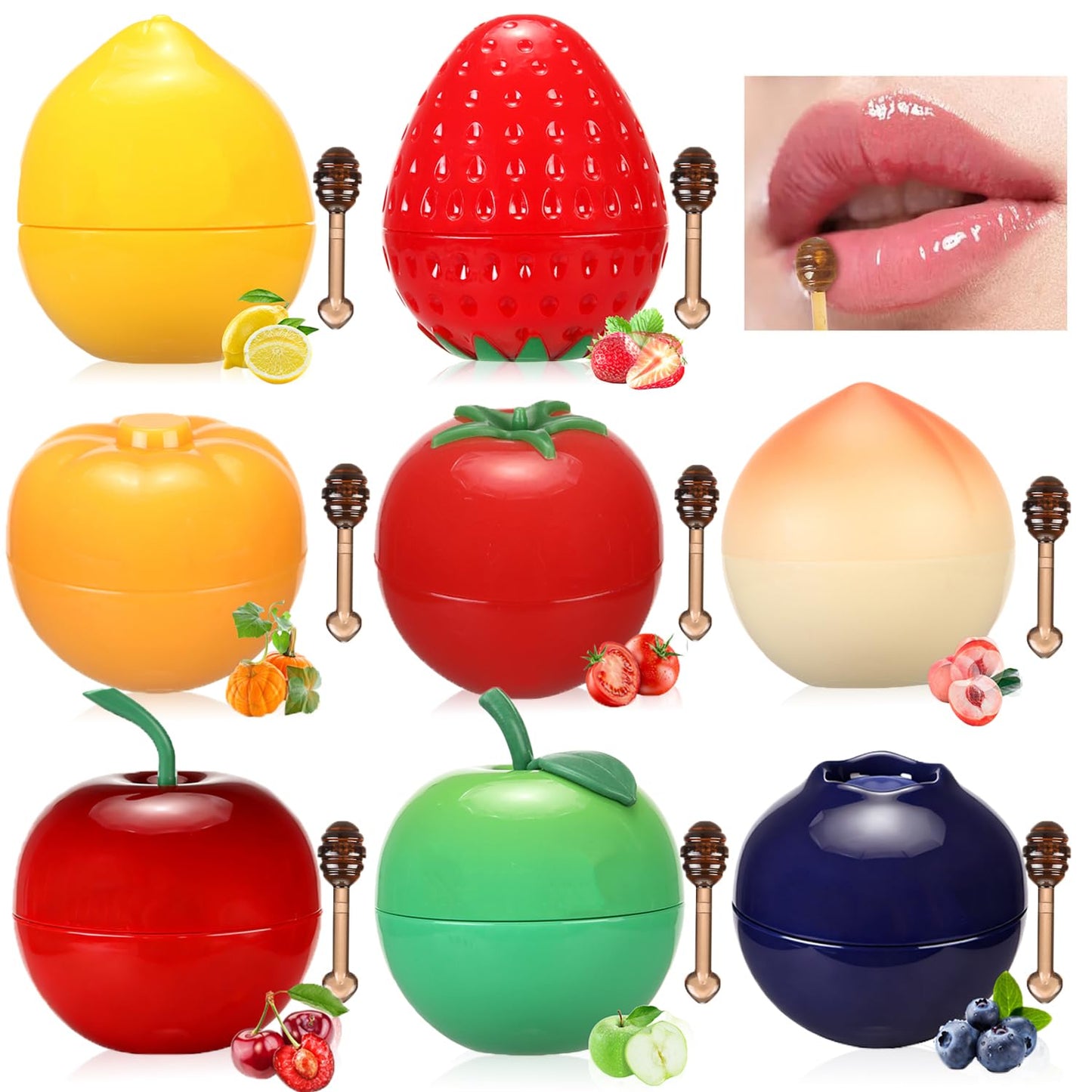 Bee Lip Balm Set - 8 PCS Fruit Flavored Moisturizing Lip Masks | Perfect Gift for Women, Easter & Mother's Day