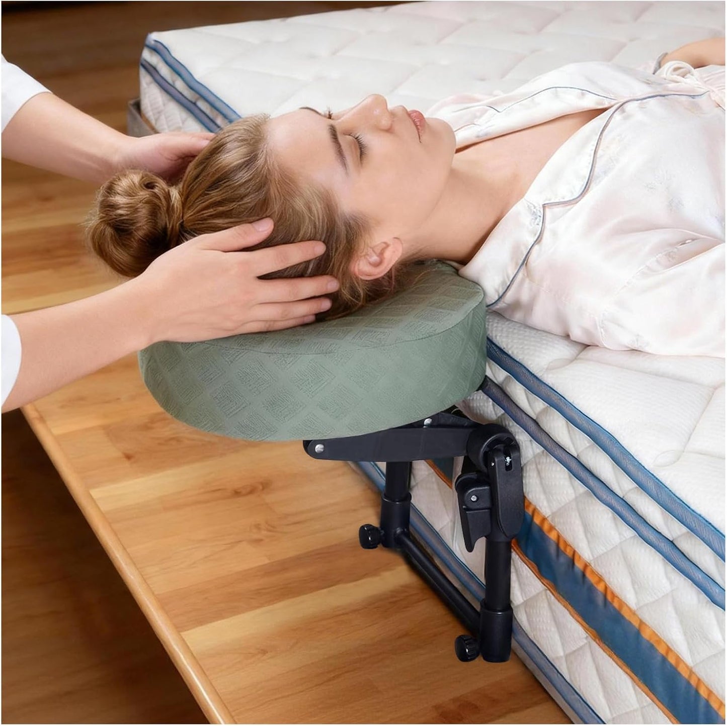 Adjustable Massage Headrest Pillow - Face Down Support for Eye Surgery | Portable Cradle (Black, 6-17 IN)