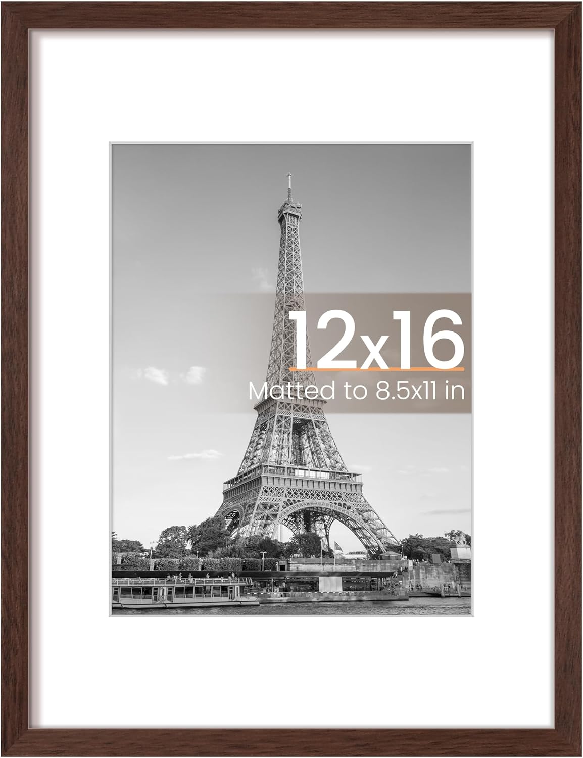 Upsimples 11x14 Picture Frame - Display 8x10 Photos with Mat or 11x14 Without Mat | Black Wall Hanging Frame