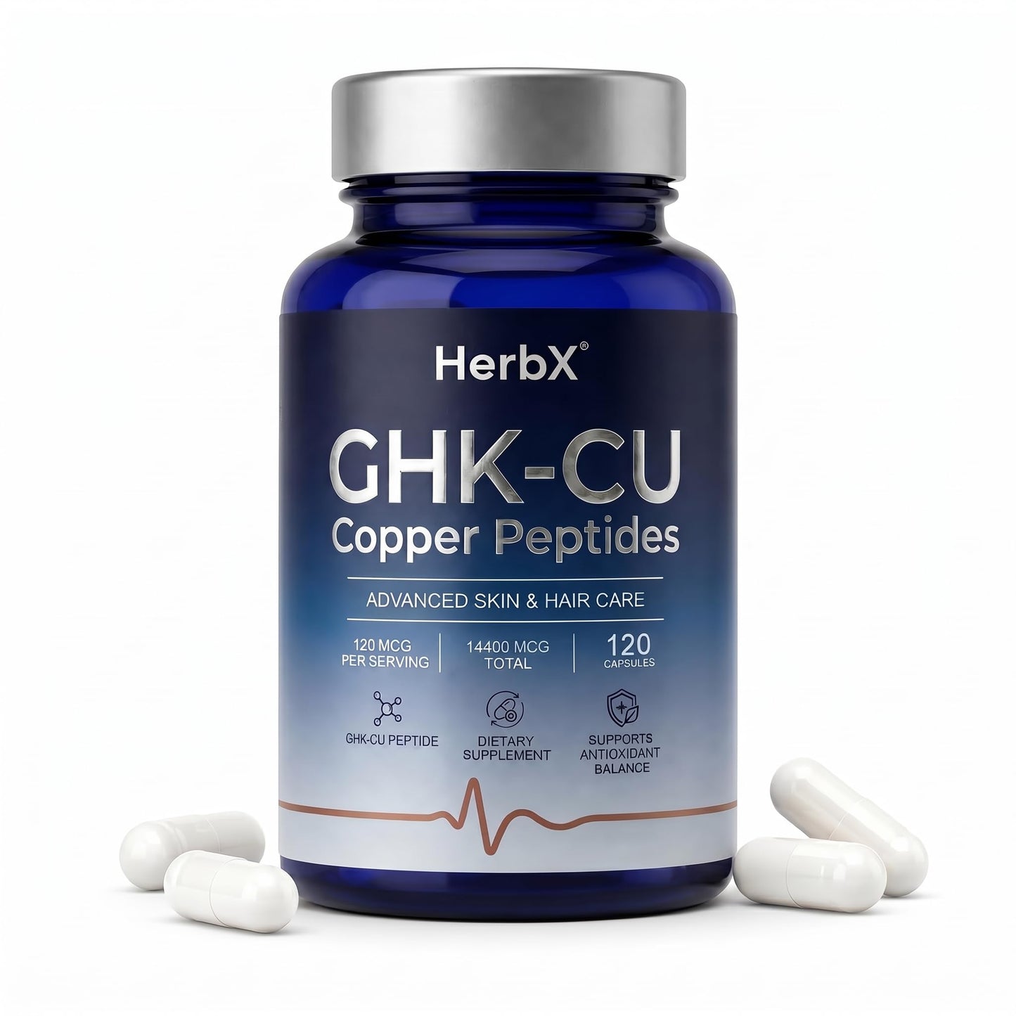 GHK-Cu Copper Peptide Supplement, 120 Capsules, Systemic Support