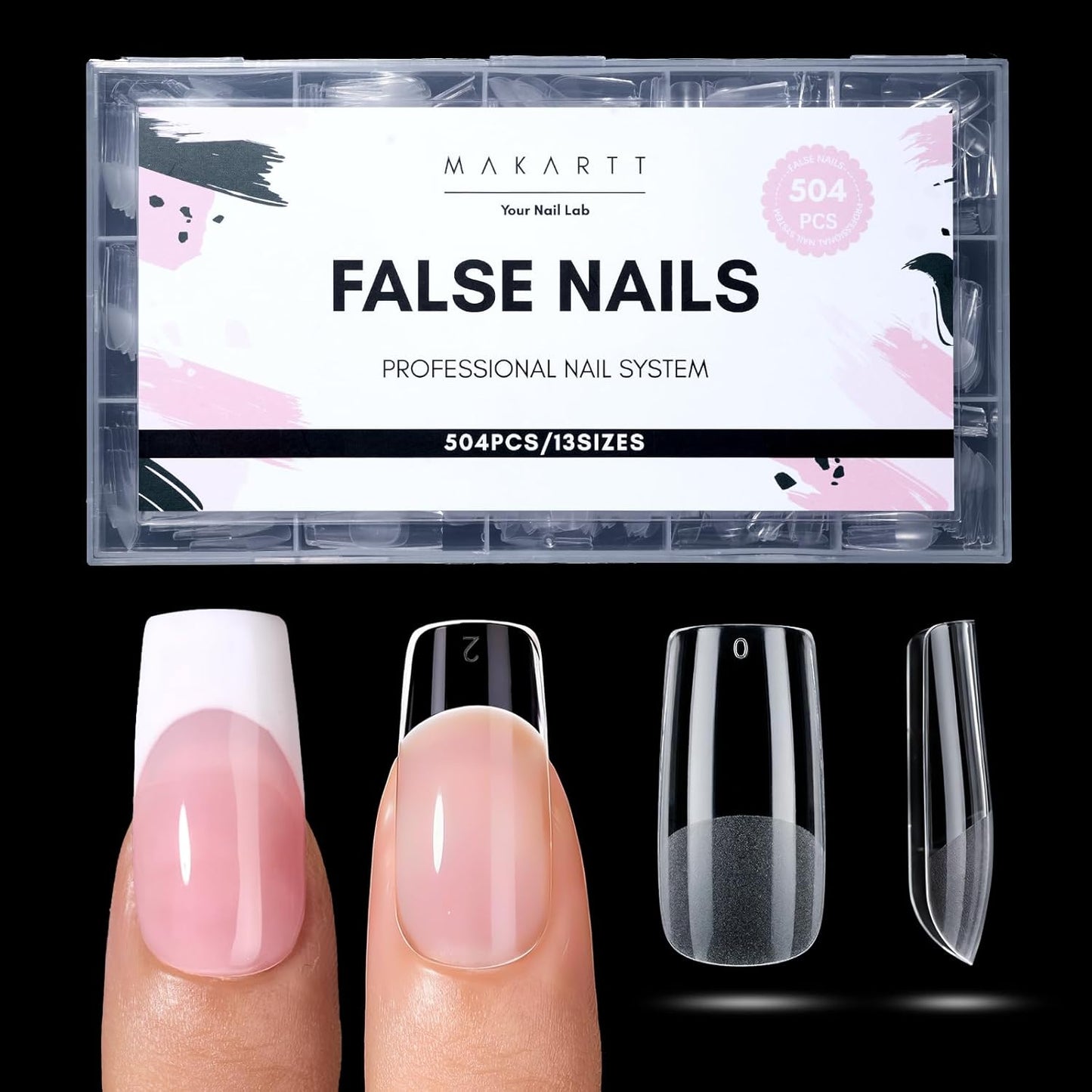Short Almond Nail Tips - 504 PCS Half Cover Pre-shaped Acrylic | Easy DIY Manicure Supplies in 15 Sizes