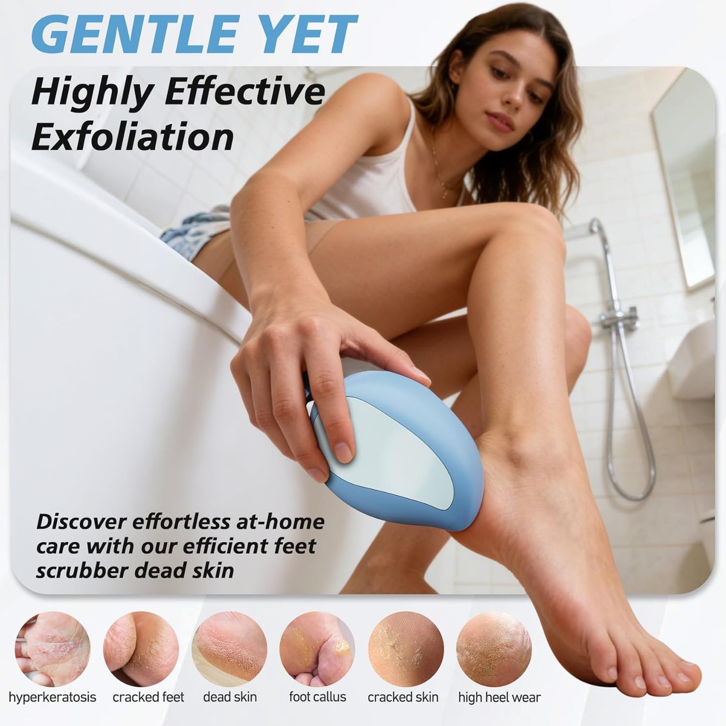 Nano Glass Foot File | Callus Remover for Cracked Heels - Professional Pedicure Tool for Home & Travel (Blue)
