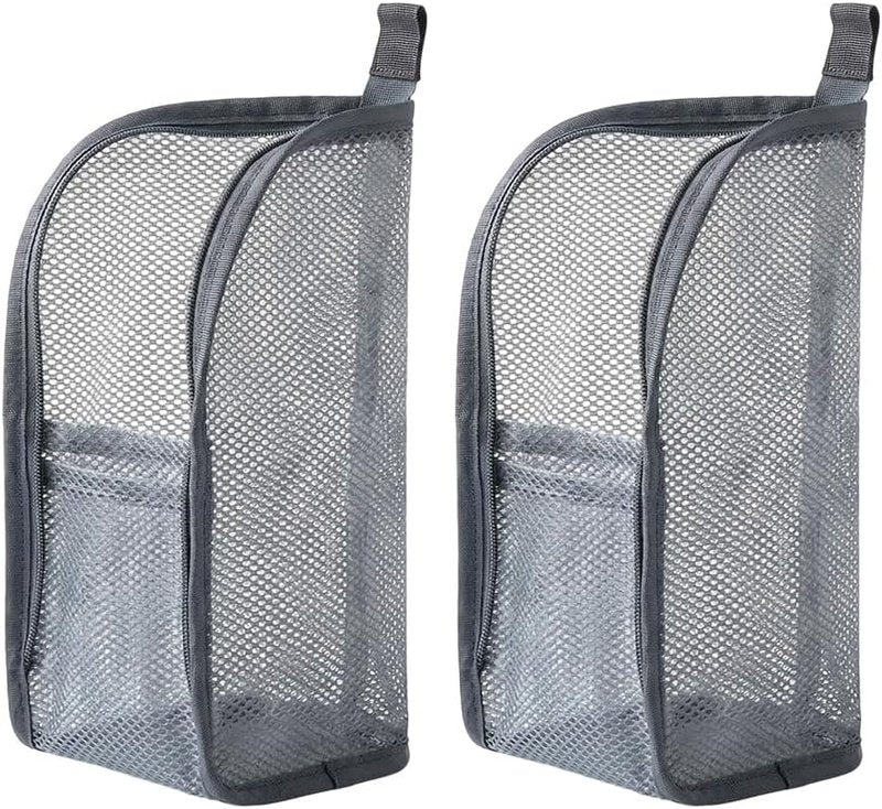 Portable Lightweight Travel Toiletry Bag - Waterproof EVA Mesh Design | Grey (Set of 2)