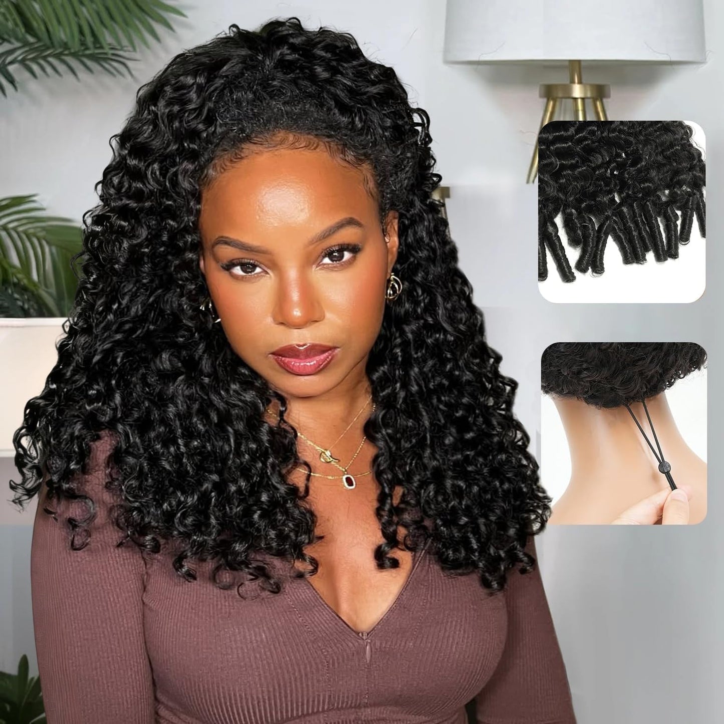 Burmese Curly Half Wig - 220 Density Human Hair | Beginner-Friendly, Seamless Flip Over, Natural Color, 16 Inch