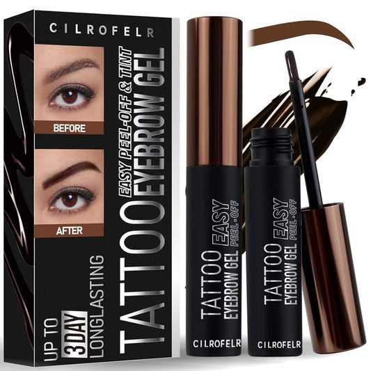Tattoo Brow Peel Off Gel - Waterproof & Transfer-Proof for Fuller Brows | Brown (2 Pack)