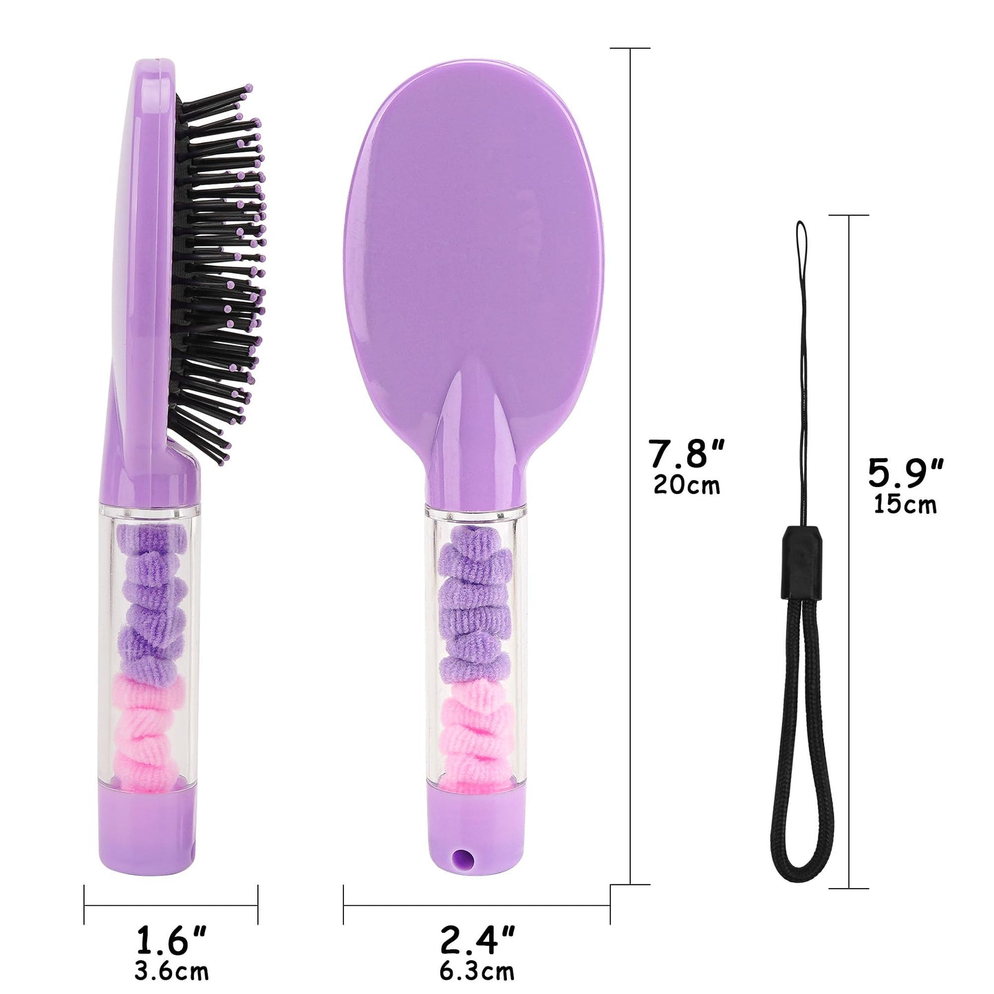 Biiange Air Cushion Detangling Hair Brush, Wig Brush, Scalp Massage Paddle Brushs, Detachable Handle with Hair Ties, for Wet Dry Damaged Curly Hairs (Purple)