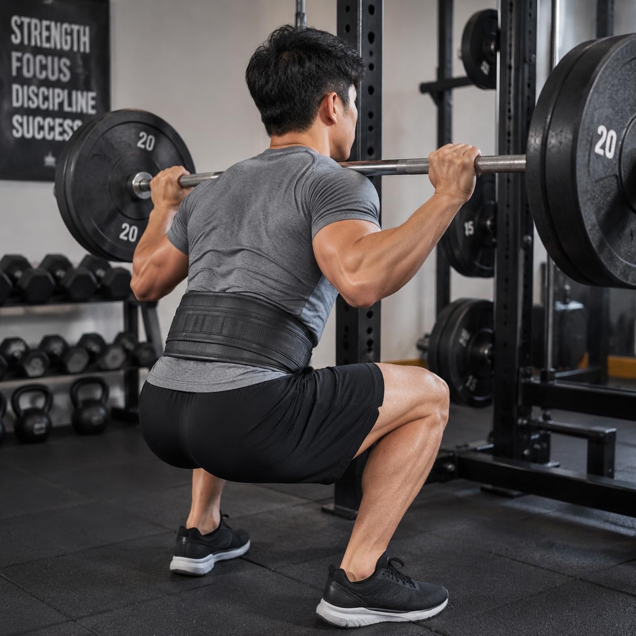 Adjustable Heavy Duty Black Weightlifting Belt - Auto-Locking Mechanism for Back Support and Gym Training