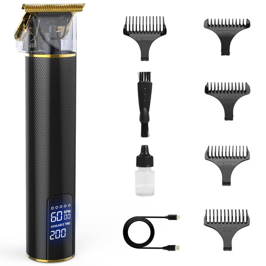 Aesfee Hair Clippers Professional Beard Trimmer for Men, Electric Hair Cutting Grooming Kit Cordless All-Metal Housing Men's Hair Trimmer Type-C Rechargeable, LED Display, 5 Guide Combs, 3-Speed