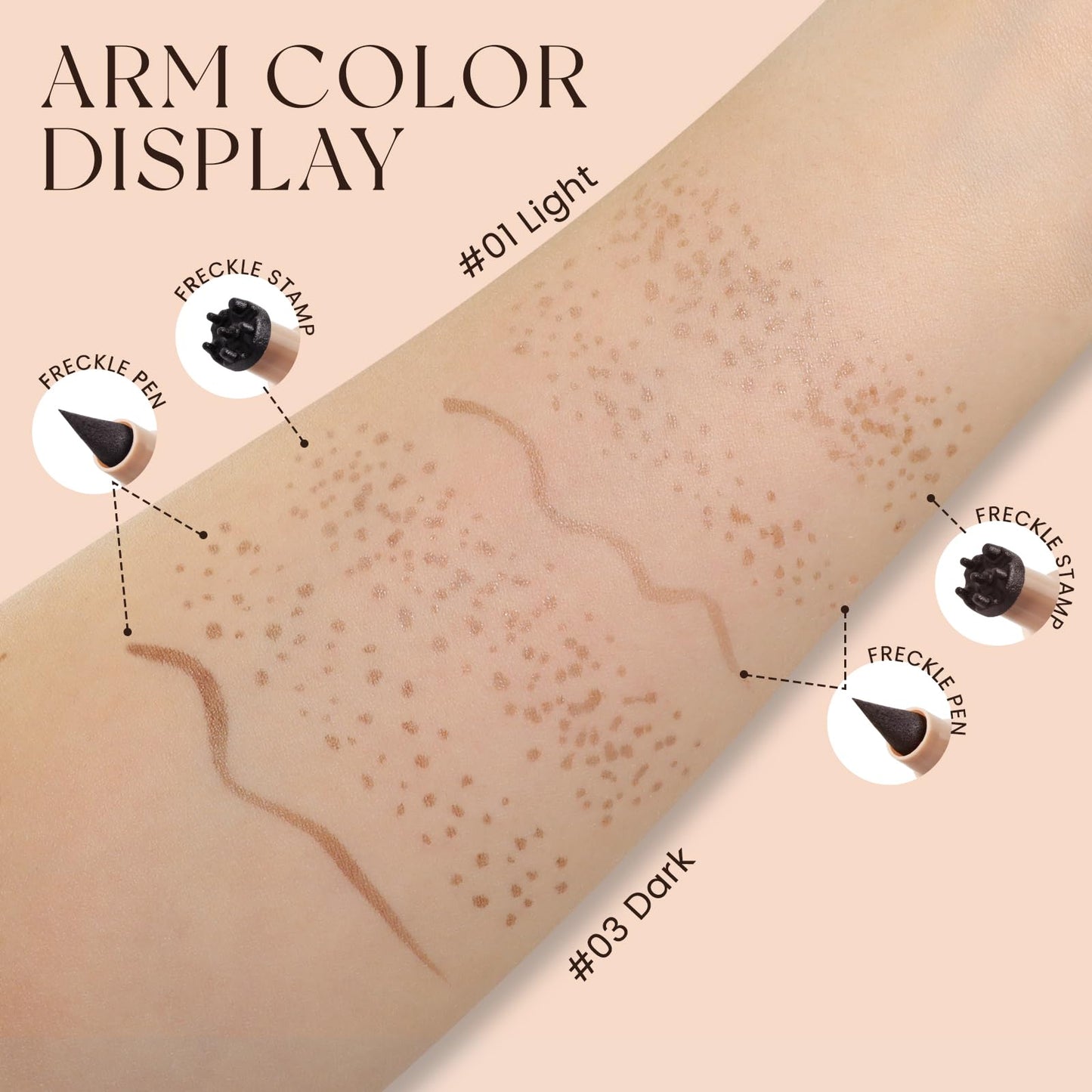 HOSAILY 2 in 1 Dual Ended Freckle Stamp&Freckle Pen, Waterproof Quick Dry Soft Dot Faux Freckles, Natural Lifelike Long Lasting Fake Freckle Marker Pencil Face Decoration Sunkissed Makeup