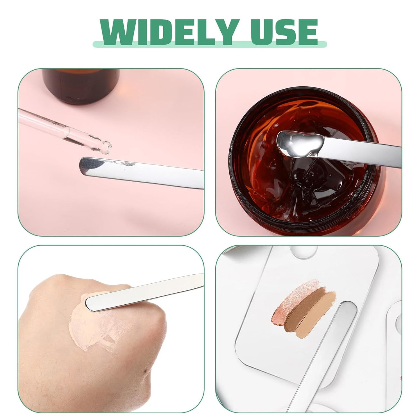 Metal Makeup Spatula Kit - 3 Pcs Stainless Steel Applicators for Foundation & Face Masks | Double-Edged Design