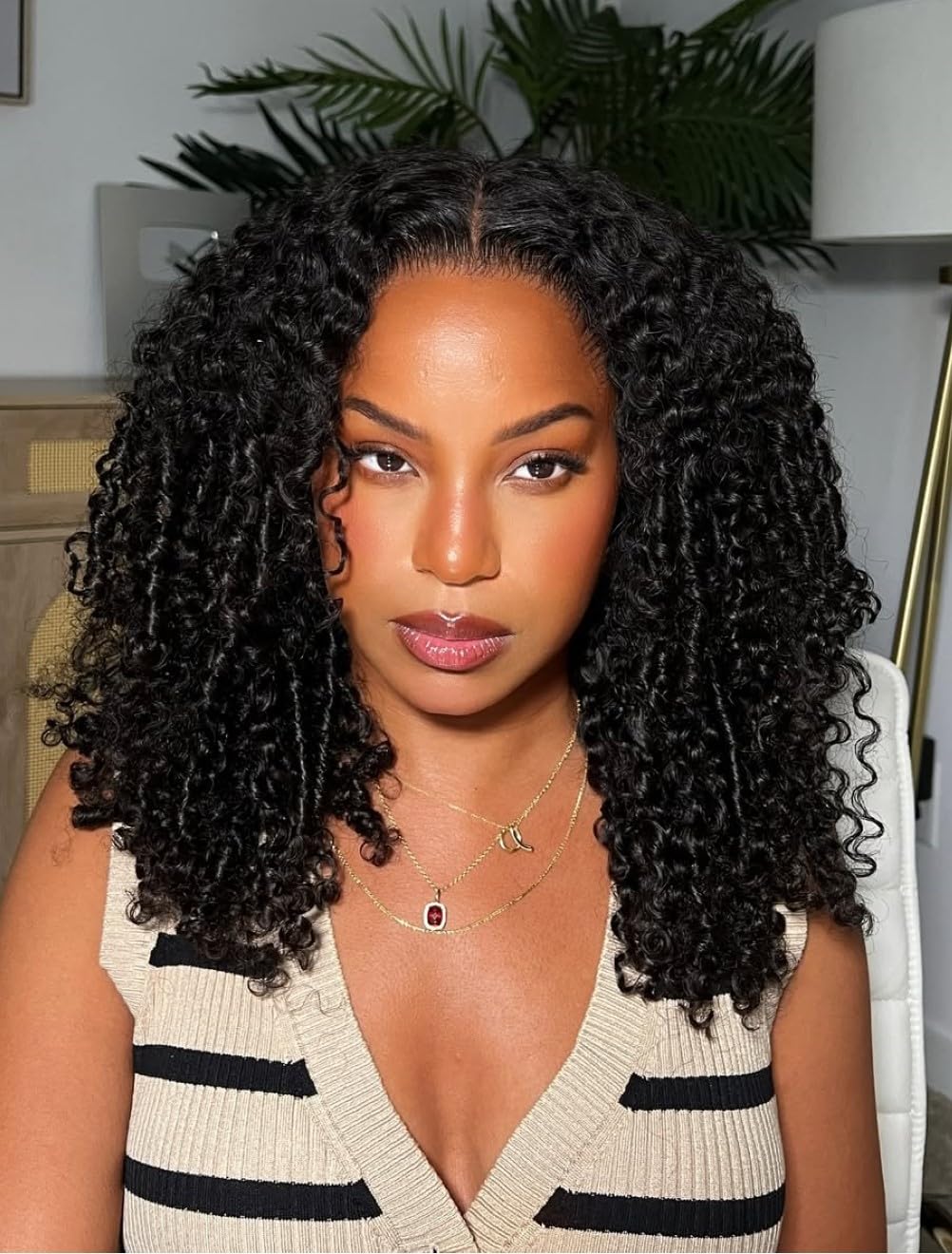 Burmese Curly Half Wigs - Glueless Drawstring Wigs for Black Women | 22" Natural Black, 180% Density, Beginner Friendly
