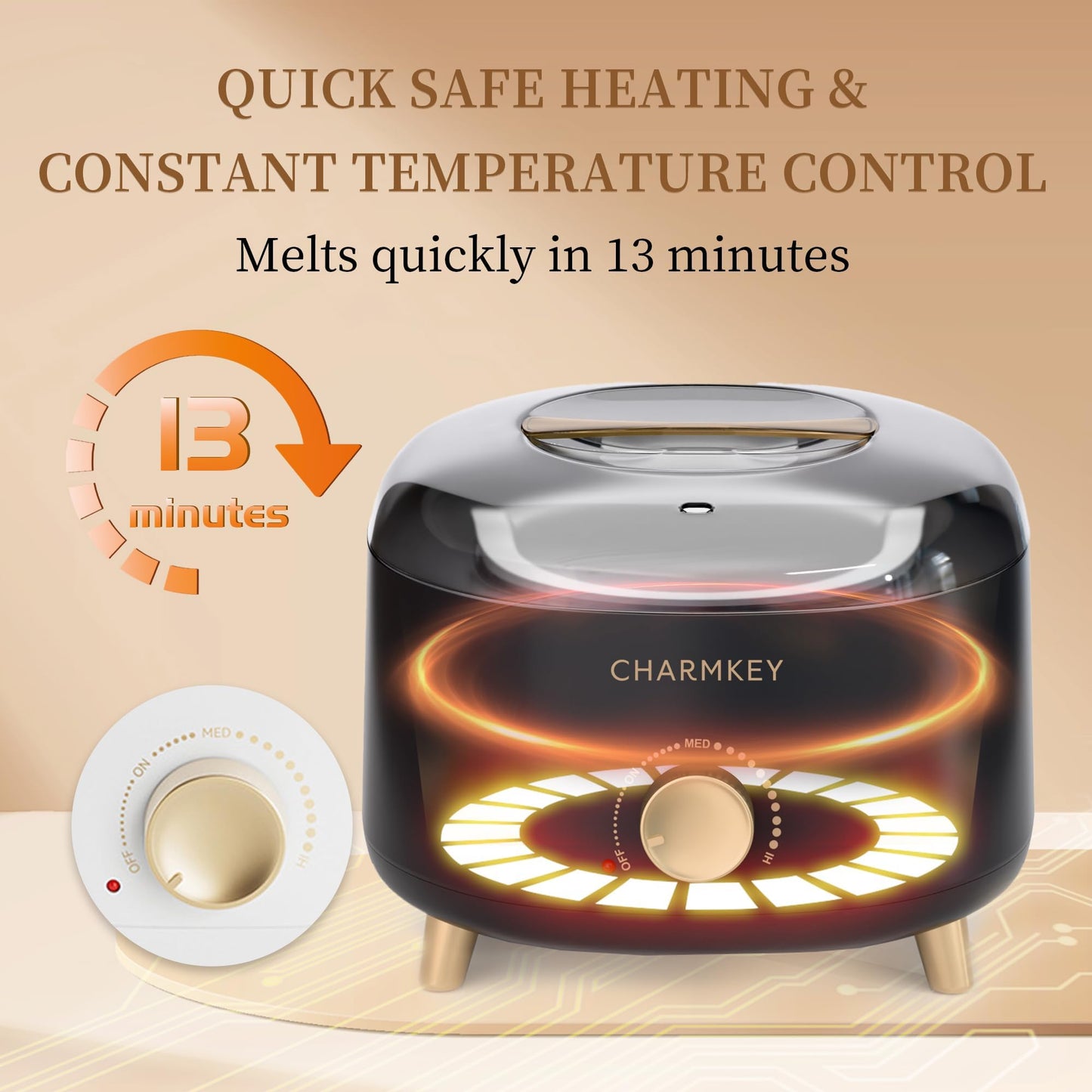 CHARMKEY Waxing Kit for Women, Wax Warmer for Hair Removal with 200g Hard Wax Beads, Wax Melt Machine with 16.91oz Silicone Bowl for Home Salon, Wax Pot for Face, Full Body, Eyebrow, Bikini