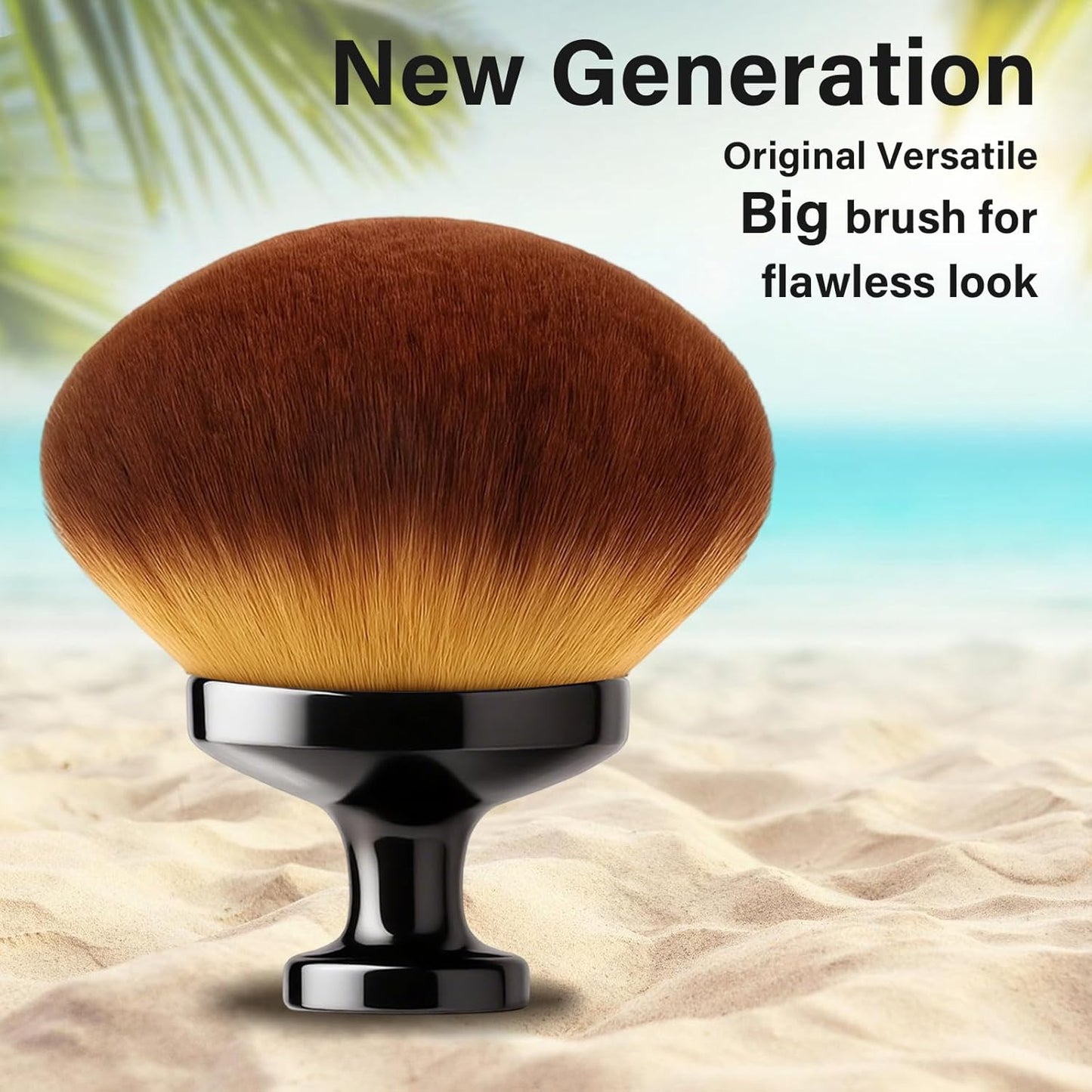 Extra Large Body Makeup Brush - Kabuki Brush for Self Tanner & Bronzer Application | 90mm Wide Head, Wet & Dry Use, Black