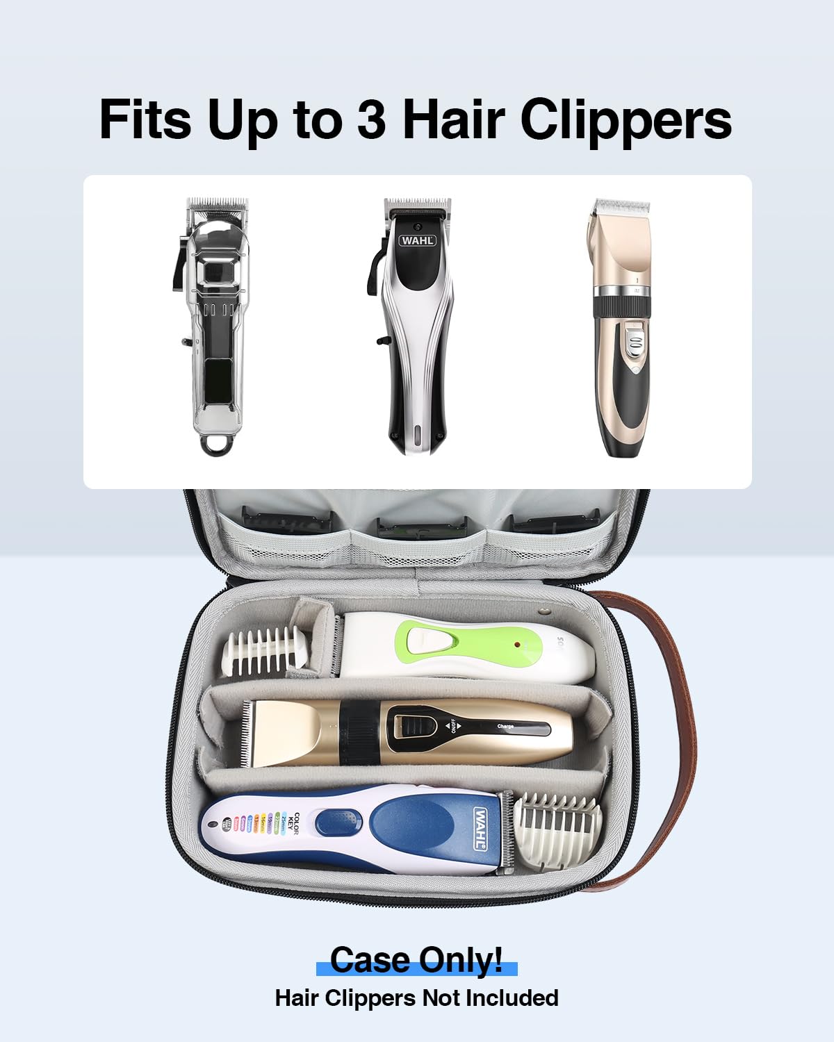 Luxtude Hair Clipper Case, Portable Barber Travel Cases for Trimmers, Guards & Accessories, Fits Wahl, Andis, Hatteker, Oneisal Grooming Tools (Case Only)