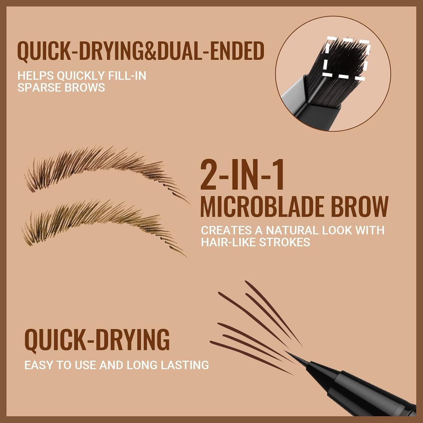 iMethod Eyebrow Pen - 2-in-1 Microblading Eyebrow Pencil & Eyeliner | Long-Lasting Waterproof Brown