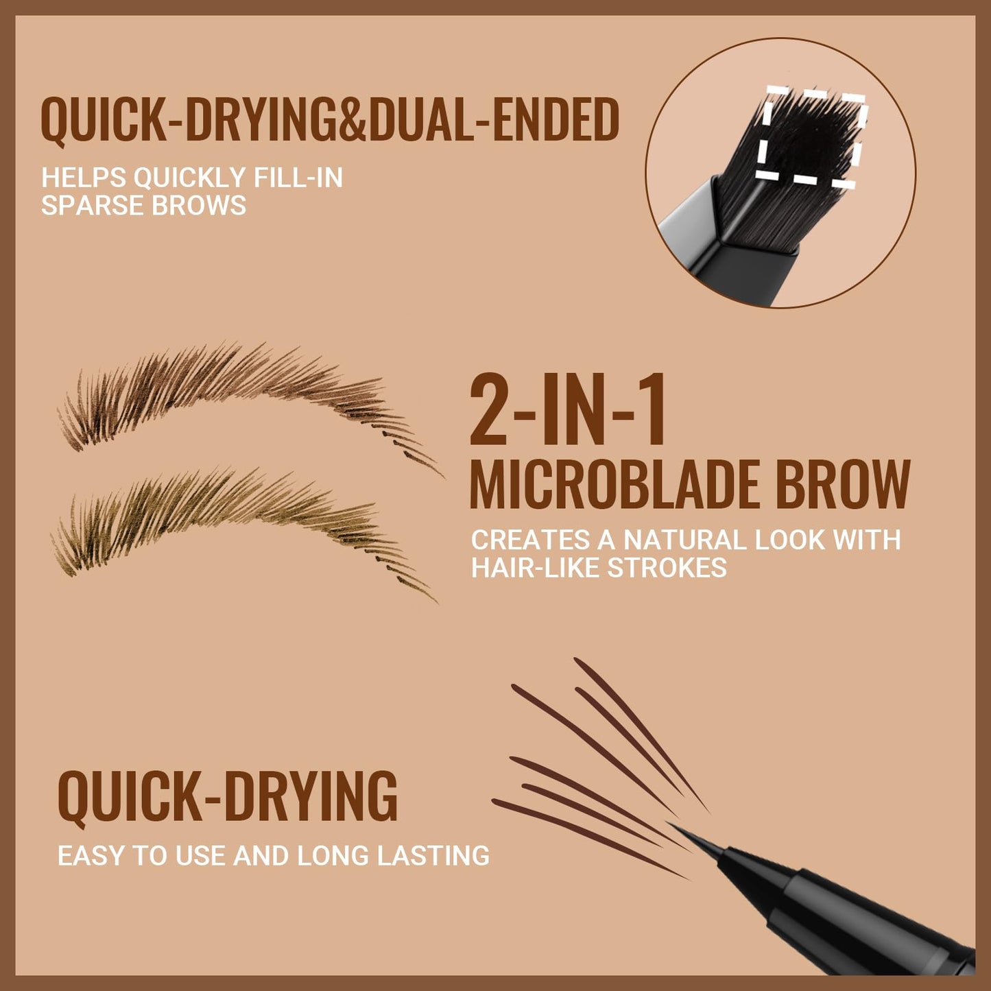 iMethod Eyebrow Pen - Eyebrow Pencil,2-in-1 Eyeliner Dual-Ended Brush-Tip Microblading 4d Eyebrow Pencils for women,Long Lasting Waterproof Hair-Like Brow Pencil,with Eyebrow Brush,DarkBrown