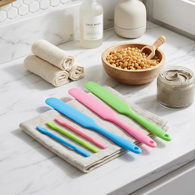 6Pcs Silicone Wax Stick, Silicone Stirring Stick Non-Stick Wax Spatulas Set, Reusable Hard Scraper Applicator, Spatula Hair Removal Sticks for Beauty Cosmetics Home Salon Body Use