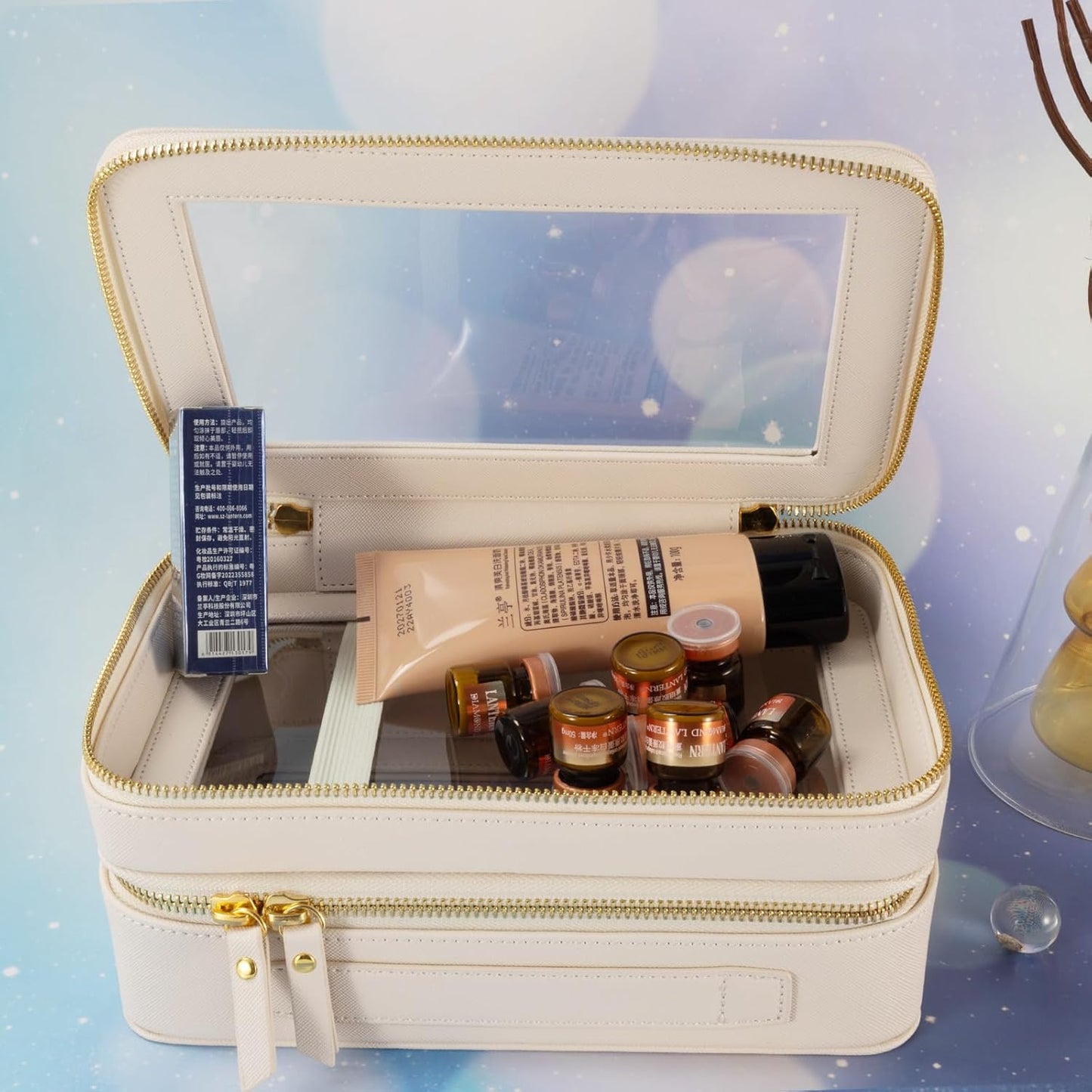 Clear Travel Toiletry Bag - Compact Makeup Organizer for Travel | White, SHC-TL-2