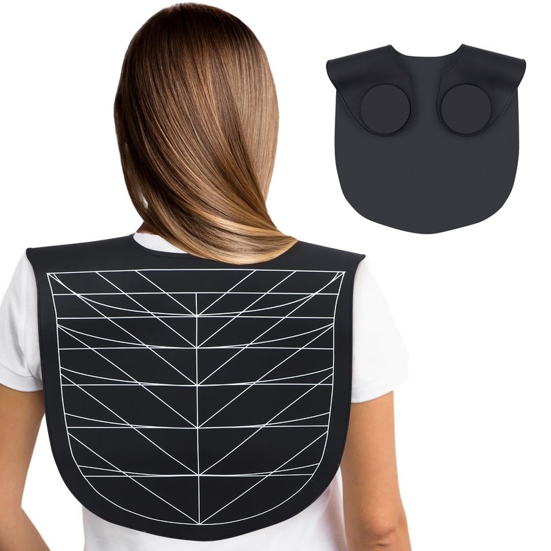 Segbeauty Hair Cutting Guide Mat Black, Longer Silicone Waterproof Cutting Mat, Professional Salon Hair Cutting Mat with Guidelines Weighted Neck Wrap for Hair Stylist