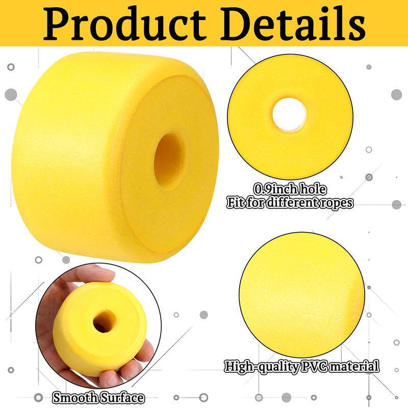 Konohan 8 Pcs Deep Water Fishing Float 3.3 x 2.2 Inch Marker Buoys Rope Floats Marine Fishing for Trail Markers Kayak Crabbing Trail Dock Swim Pool(Yellow)