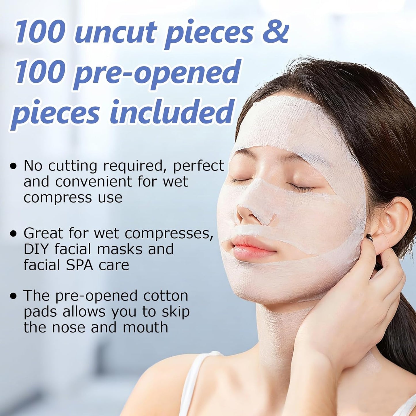 Cotton Pads for Face - 200 Count Unbleached, Lint-Free, Non-Irritating | Ideal for Toner, Essence, Masks