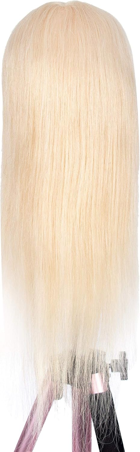 Human Hair Mannequin Head - Blonde Training Practice Head for Styling & Cutting | 18” 613# Blonde