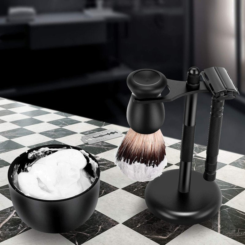 SANWA Grooming Shaving Set for Men, Strong Brush Stand and Straight Razor,Shaving Brush,Stainless Steel Shaving Soap Bowl,For Guaranteed Best Shave of Your Life, Nice Gift for Dad, boyfriend, Husband