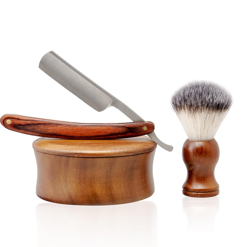 Men's Classic Shaving Set, Danweix Safety Straight Razor Shaving Brush with Wooden Shaving Soap Bowl Professional Barber Choice for Gentlemen