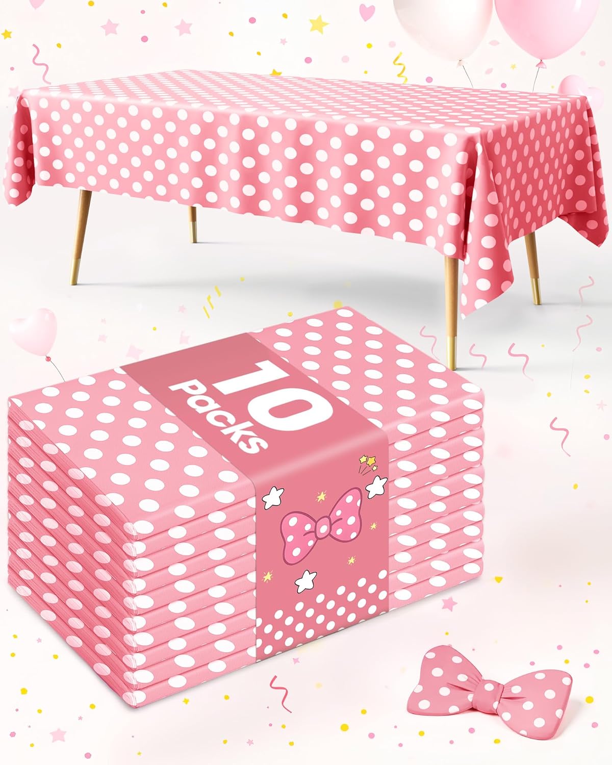 Plastic Table Cloths - 10 Pack Disposable 54 x 108 Inch for Parties, Picnics & Weddings | Rectangle White