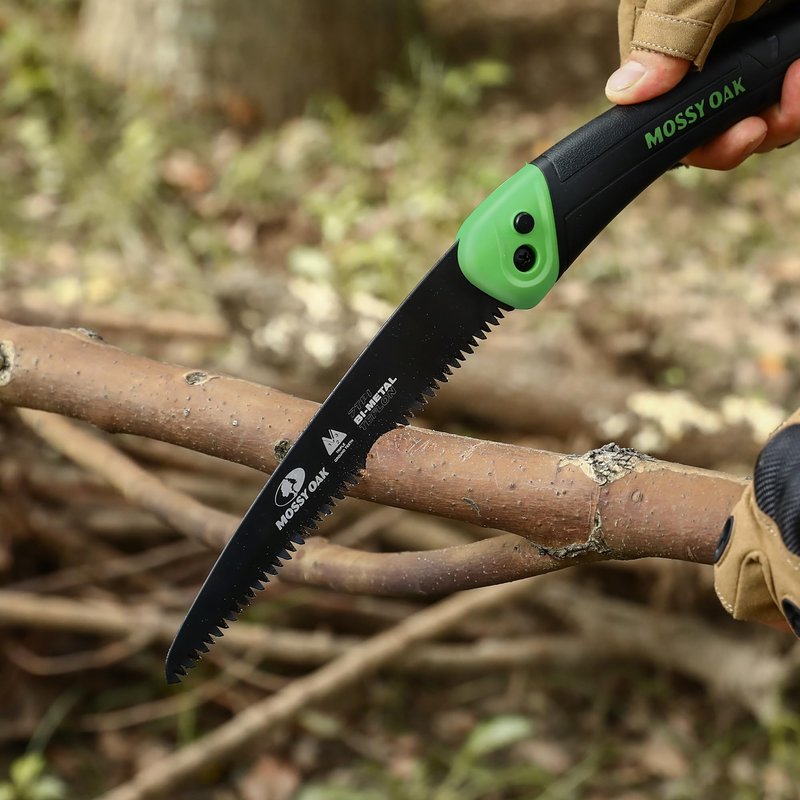 MOSSY OAK Folding Saw - 7 Inch Hand Saw with Pouch, D6A and M2 Bimetal Saw Blade, Pruning Saw Camping Saw Folding Hand Saw for Tree, Wood, and Limb Cutting