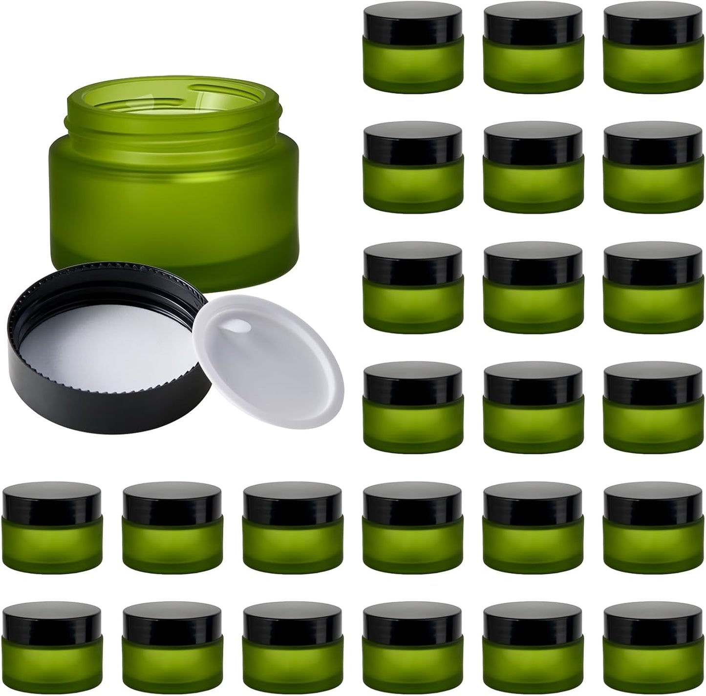 Amber Glass Jars - 25 Pack Round Cosmetic Containers with Lids | Travel Size for Scrubs, Lotions, and Bath Salts