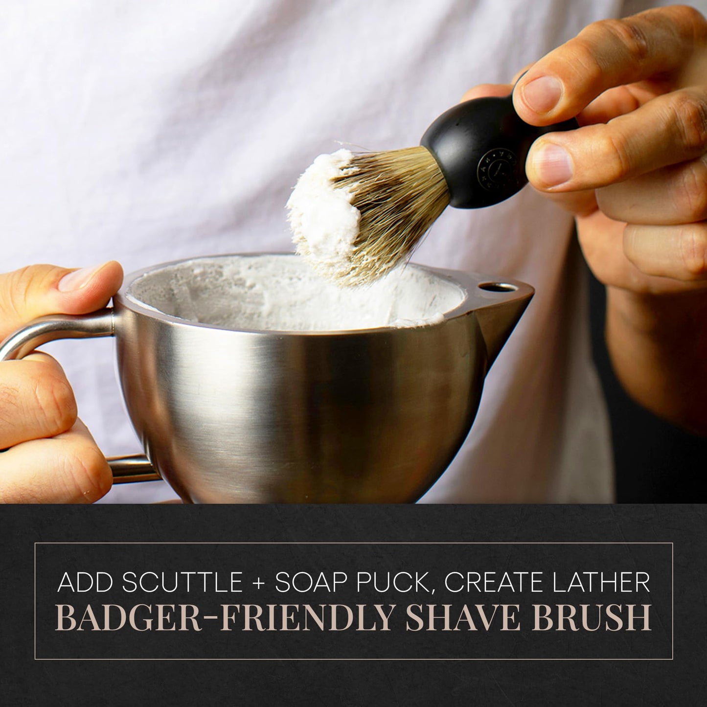 Synthetic Badger Hair Shaving Brush - Futura Synthetic Badger Hair + Handmade Swedish Black Wood Shave Brush, Exfoliating Stiff Bristles, Thick & Creamy Lather For A Great Shave, Great For Travel
