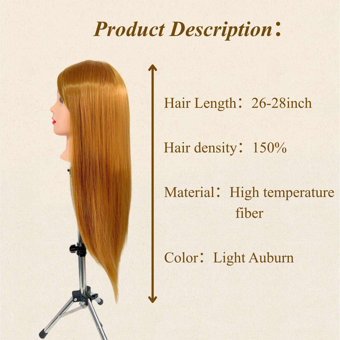 Practice Hair Mannequin Head for Styling, Cosmetology Doll Head with Hair
