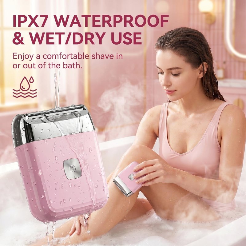 Mini Electric Razor for Women, Travel IPX7 Waterproof Rechargeable Trimmer Shaver, Alloy Body for Bikini, Arms, Legs, Faces with Portable Carry Bag