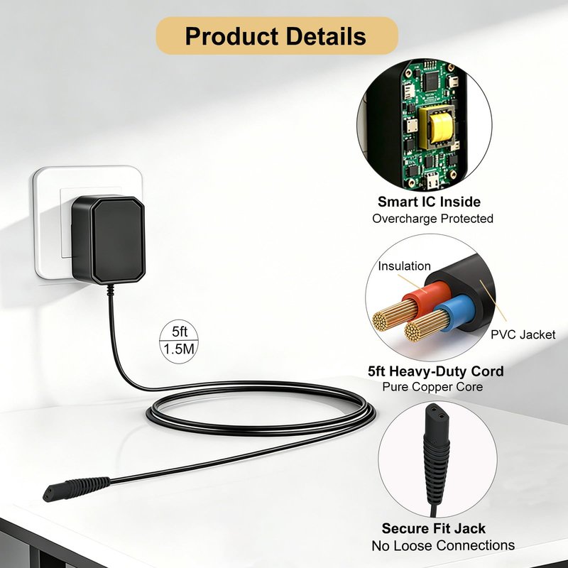 for Babyliss PRO FXFS2 Foil Shaver Charger, 4.5V Power Cord for BaBylissPRO FOILFX02 METALFX Double Foil Razor