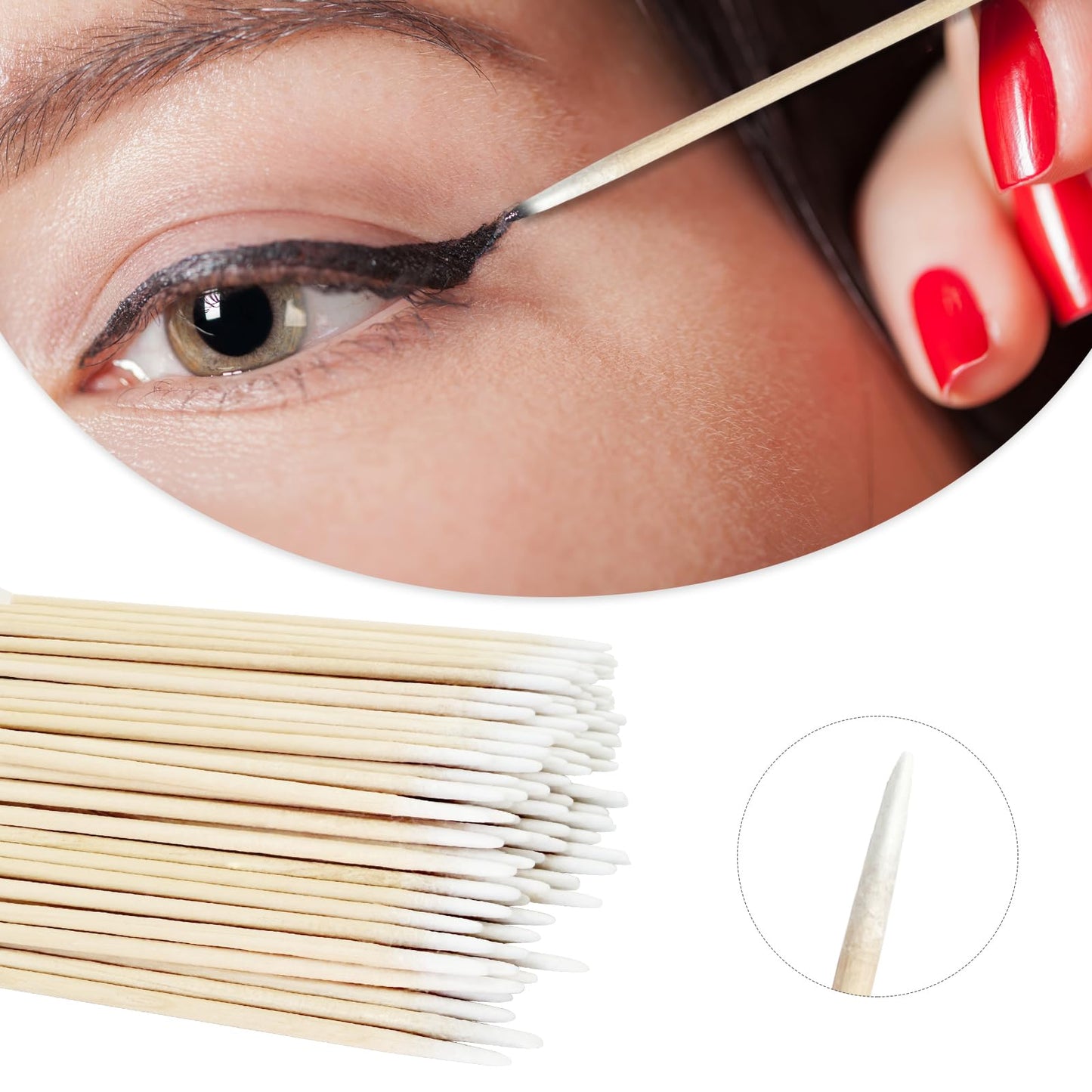 Egaageoi 600 Count Pointed Cotton Swabs - 4 inch Swabs with Firm Soft Cotton Tips and Biodegradable Wood Sticks for Makeup, Nail Polish, Crafting, Electronics Cleaning, Detailed Art and Pet Care
