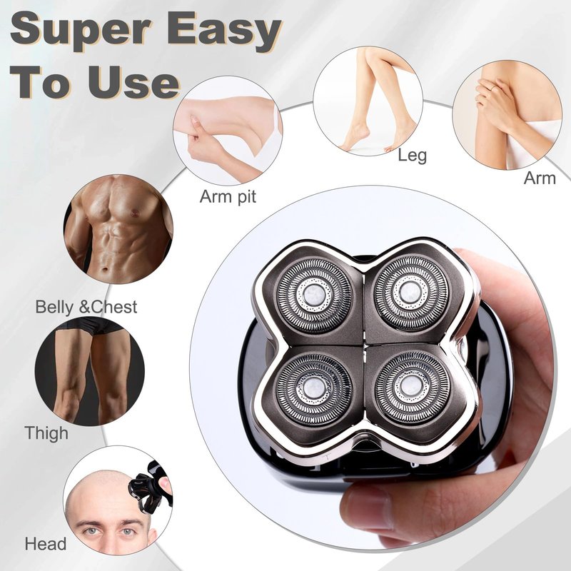 2Pack Pro 4 Shaver Replacement Heads Compatible with Skull Pitbulls Gold PRO, Silver PRO, Platinum PRO, Head Shavers, Electric Shaver Half Head for Men/Women (2 PACK BORON)