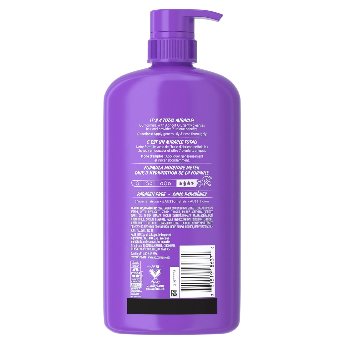 Aussie Total Miracle 7 Benefit Shampoo for Dry, Damaged Hair of All Types, Paraben-Free, 30.4 fl oz, 4-Pack