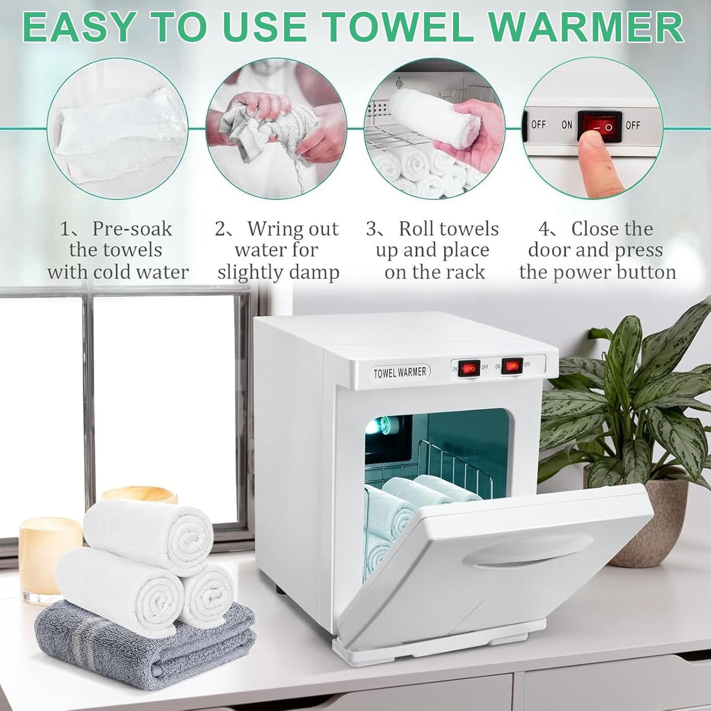 Hot Towel Warmer Cabinet - 5L Capacity with LED Temperature Display | Ideal for Spa, Salon, Home Use (White)