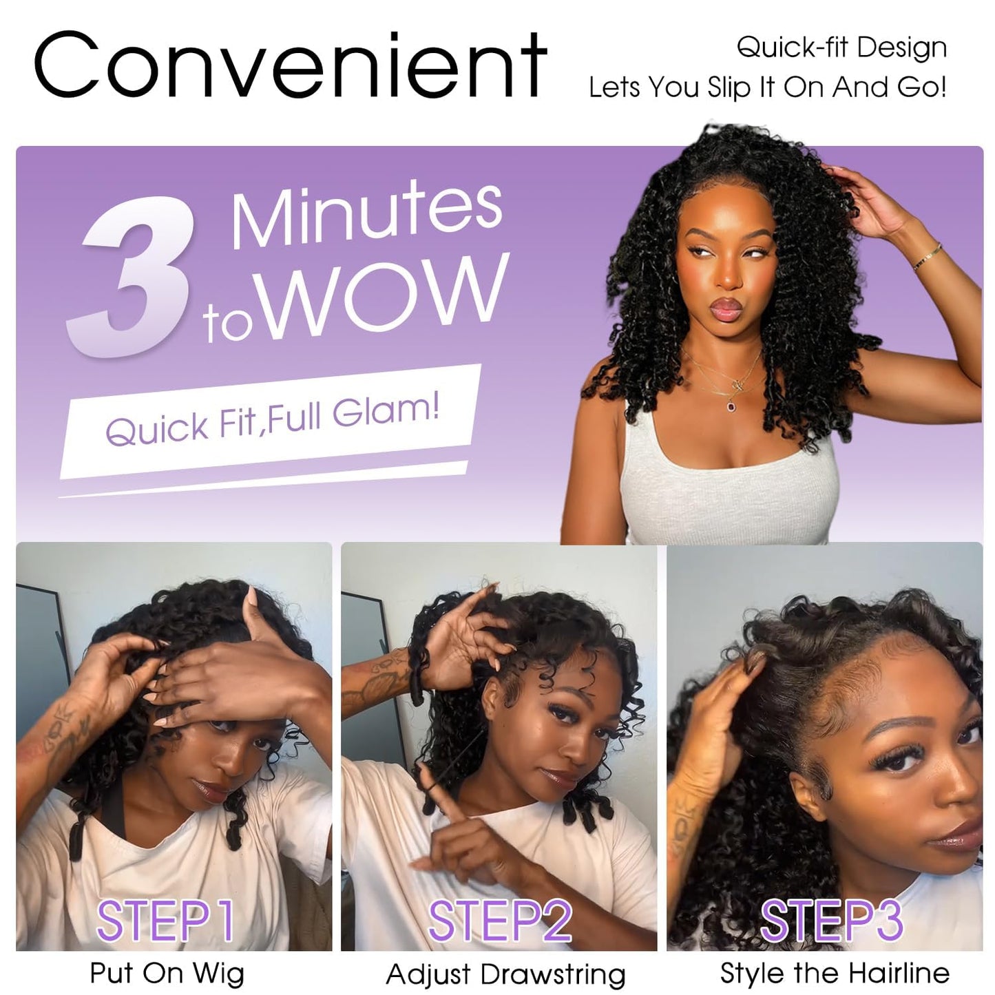 Burmese Curly Half Wig - 220 Density Human Hair | Beginner-Friendly Glueless Design, 16 Inch Natural Color