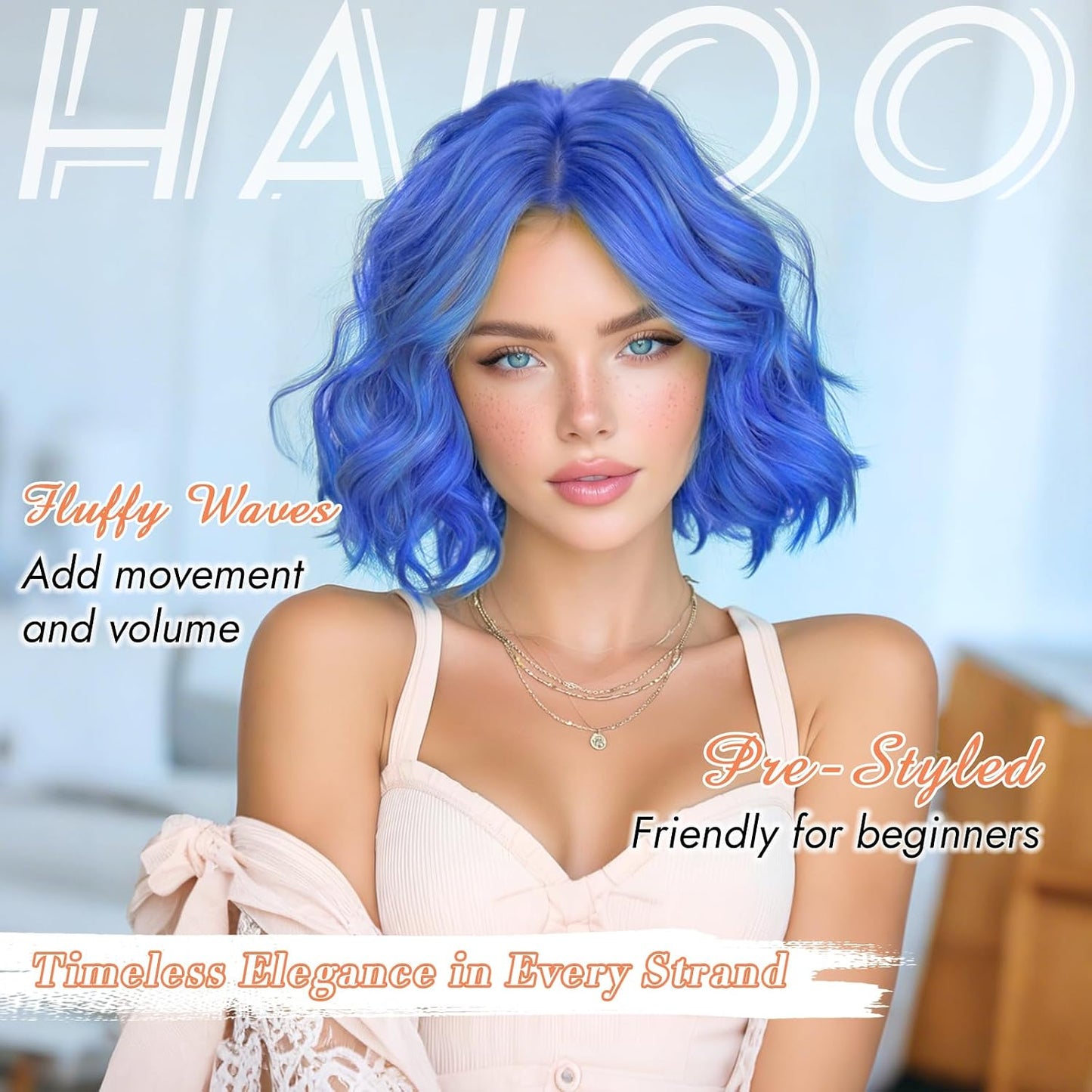Blonde Bob Wig for Women - Lace Front Short Soft Wavy Curly Synthetic Hair | 11 Inch Natural Look