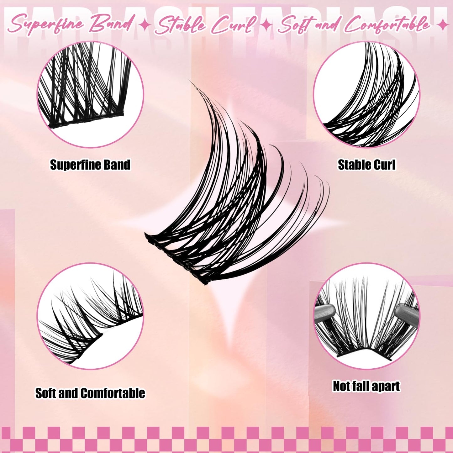 FADLASH Lash Clusters Wispy Eyelash Cluster D Curl 8-16mm Cluster Eyelash Extensions 168Pcs Individual Natural Lashes with Black Thin Band Soft and Reusable (GS49, 8-16mm)