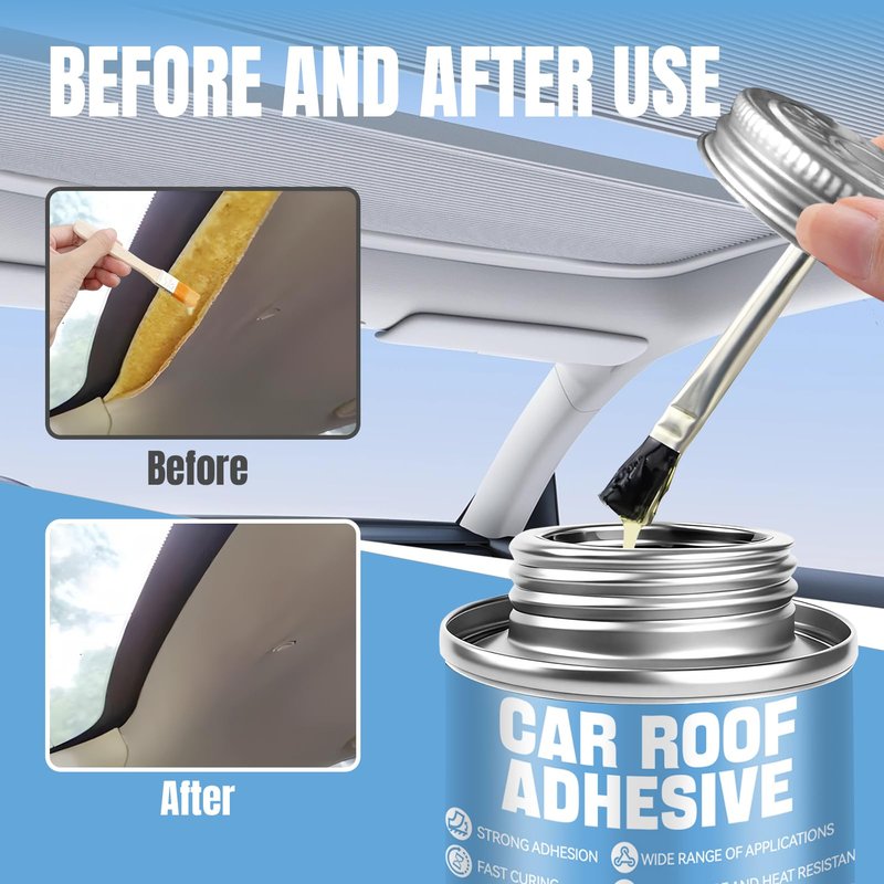 kuailaya Headliner Adhesive, Headliner Glue Car Upholstery Glue Strong Adhesion Quick Repair Flexible High Durability and Weather Resistance for Automotive Interiors Fabric Leather, 120ml