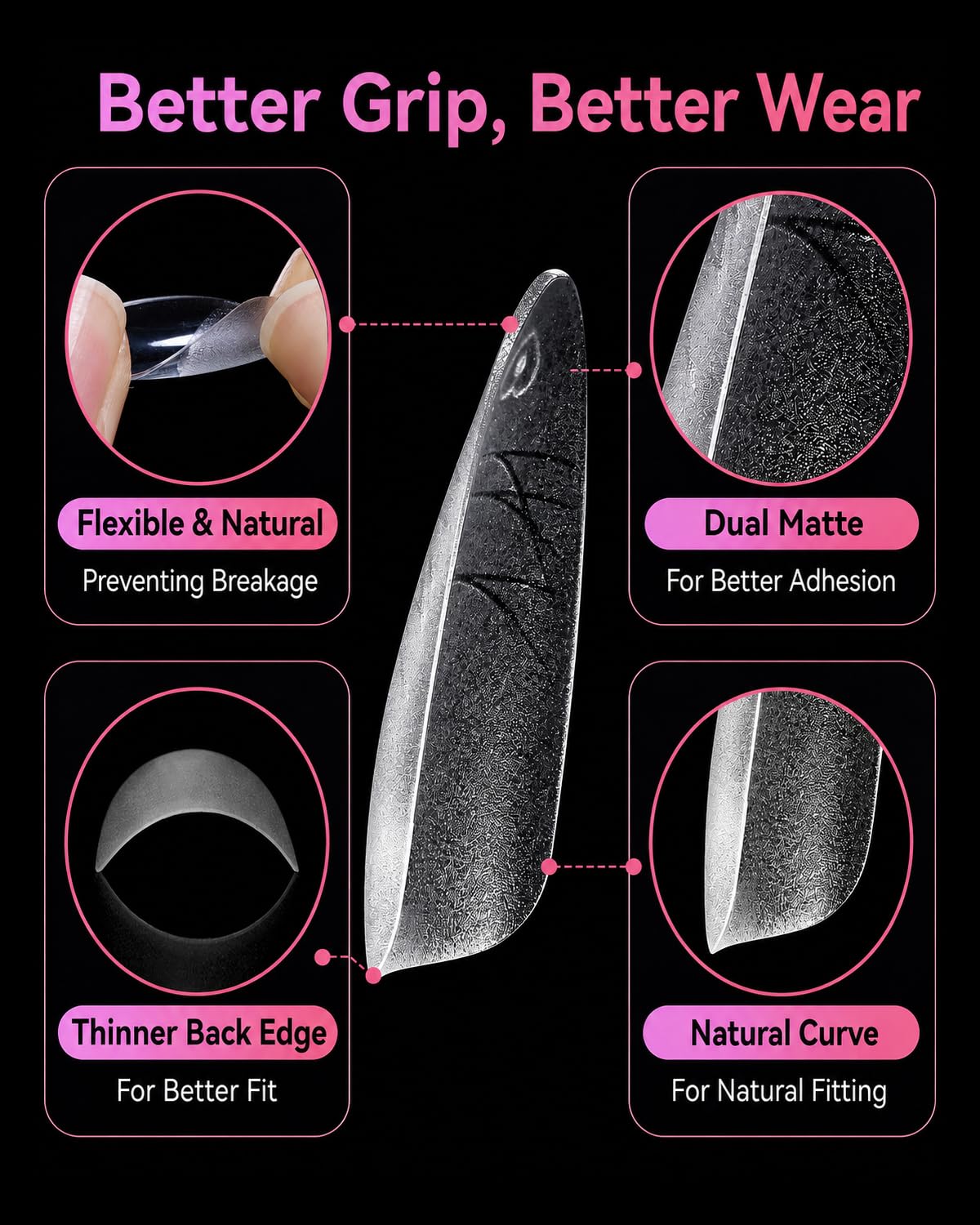 Makartt Long Almond Nail Tips: with Scales for Convenient Shape, Matte, 240 PCS, 15 Sizes, Fake Nails Stiletto - Full Cover Acrylic Press On Nail Extensions Manicure DIY Home for All Nail Beds