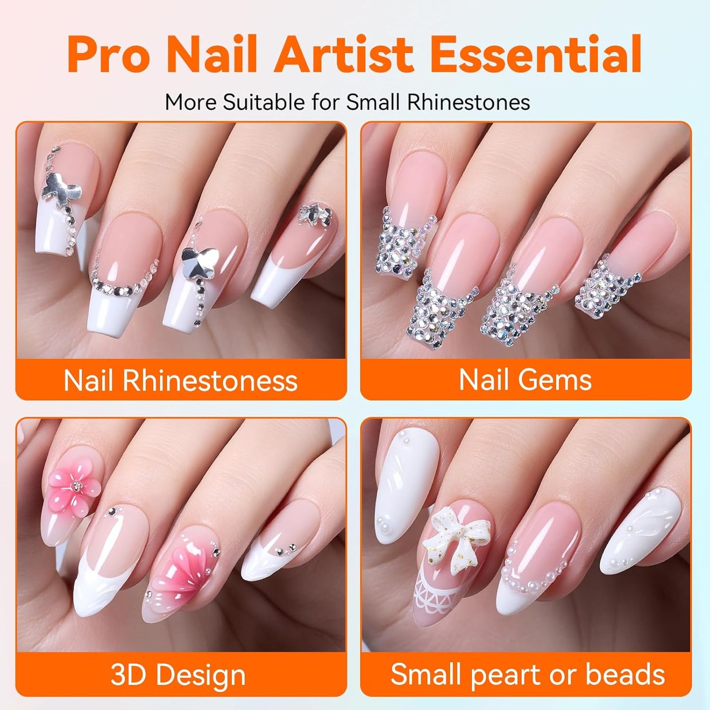 Rhinestone Nail Art Glue - Strong Hold 3D Gel for Charms & Gems | UV Cured, 2 Pcs Set