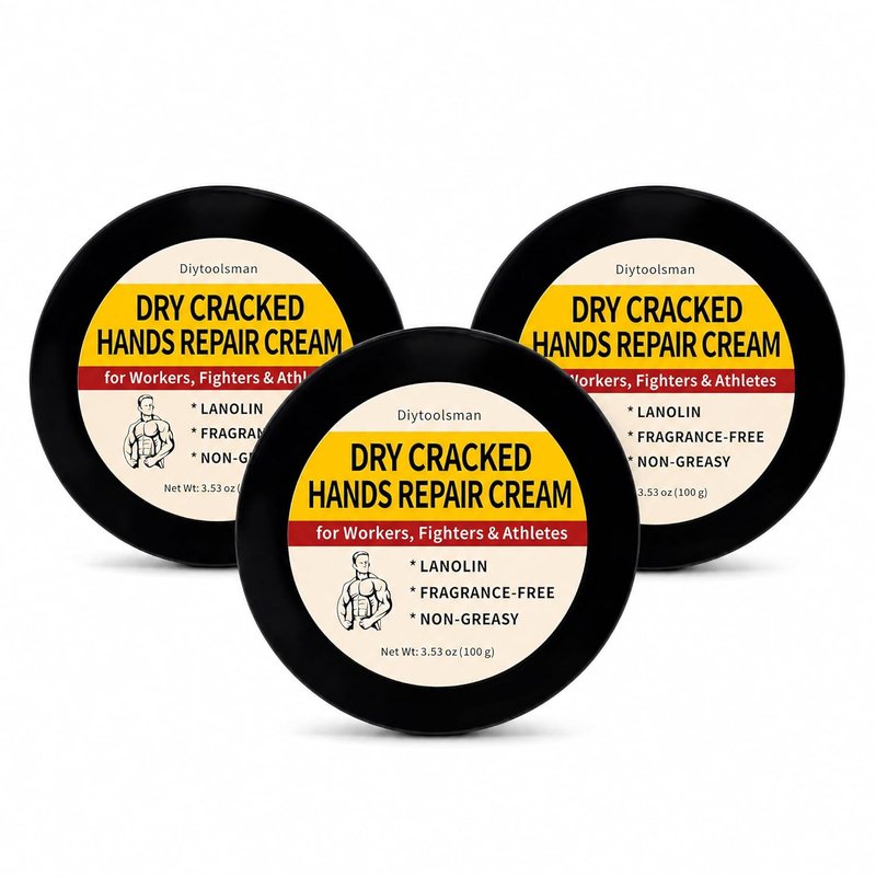 Hand Cream for Dry Cracked Hands - 3-Pack Moisturizing Balm with Lanolin | Fragrance-Free, Non-Greasy, 3.53 oz