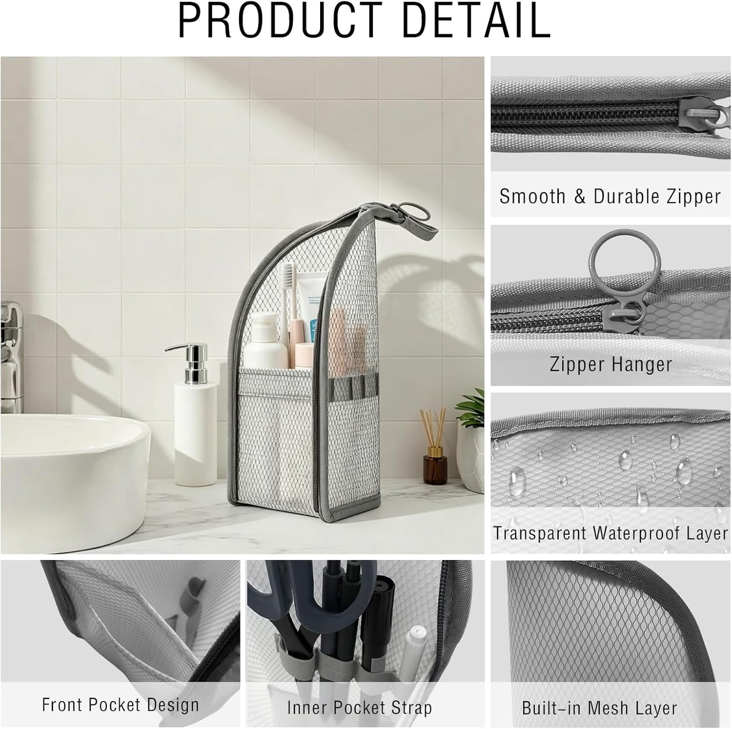 Travel Toiletry Bag - Large Capacity EVA Mesh Hanging Organizer | Portable Waterproof Cosmetic Storage for Men & Women