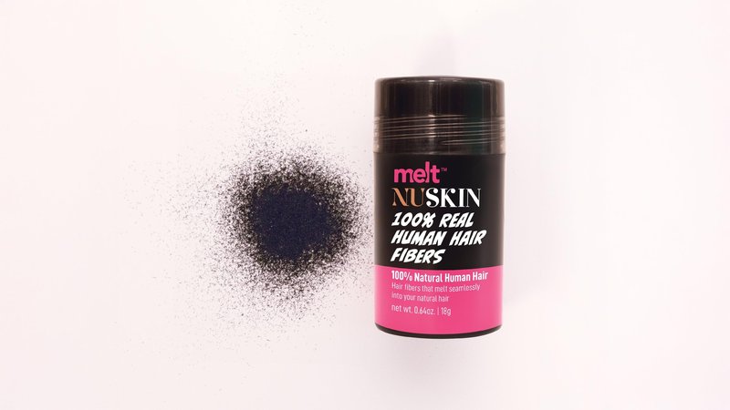 Melt Nuskin 100% Real Human Hair Building Fibers, Instantly Fill In Fine or Thinning Hair for Thicker, Fuller, Undetectably Natural Results, 18g (1B, Off Black)
