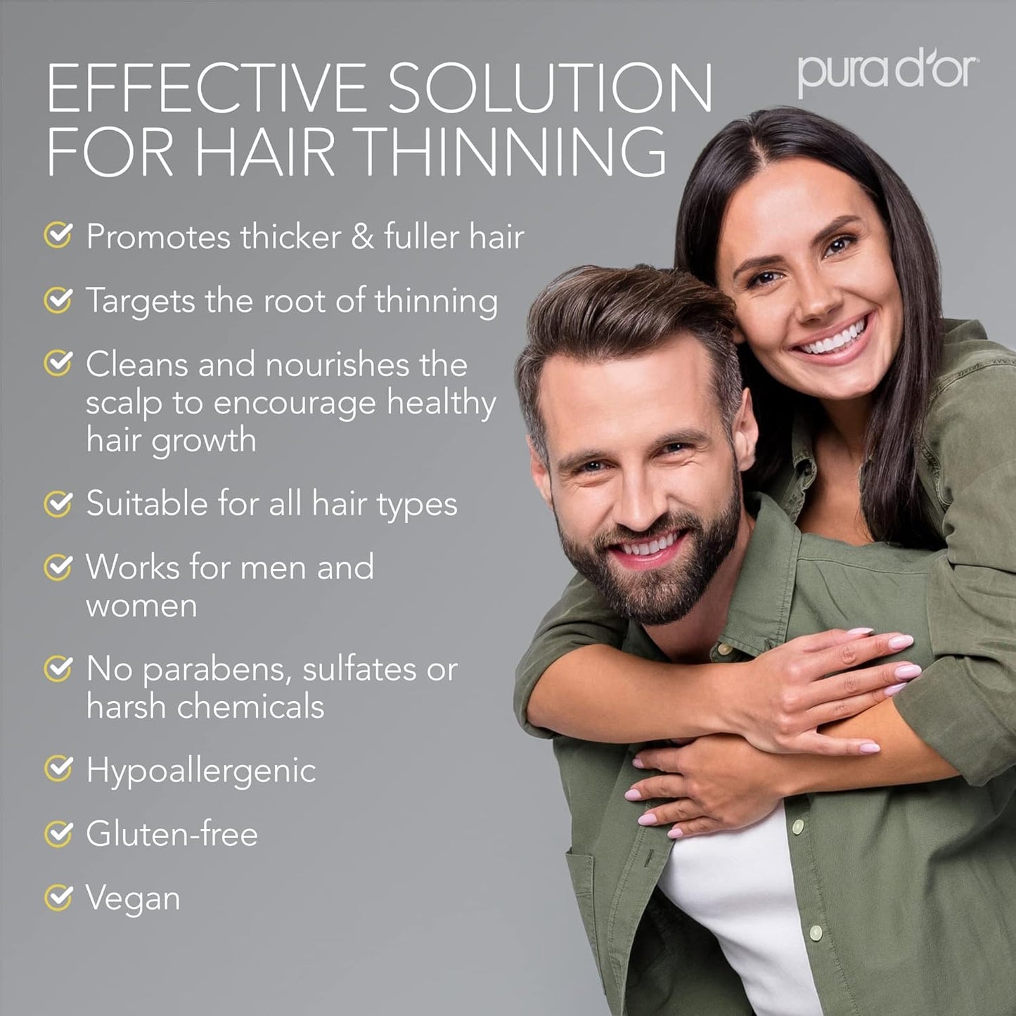PURA D'OR Anti-Thinning Shampoo - Biotin & Argan Oil | Sulfate-Free, Strengthens & Volumizes Hair, 16 oz